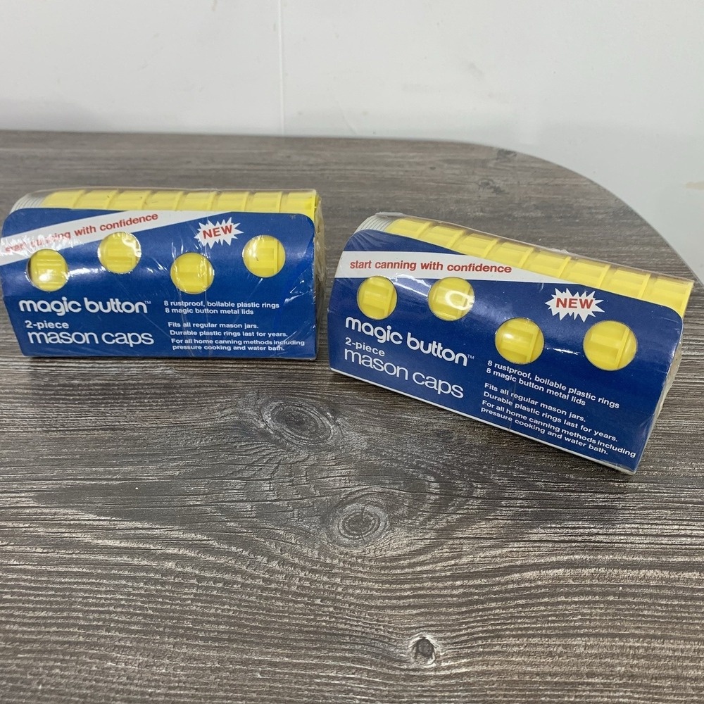 Magic Button 2-piece Mason Caps Plastic 2 8‎ Packs - 16 Lids Total New!